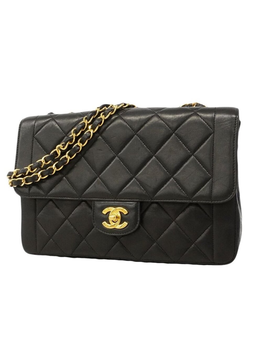 Chanel Shoulder Bag Diana Lambskin Black Gold